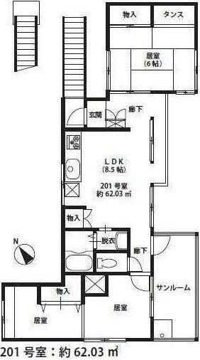 VILLA西ケ原(3DK/2階)の間取り写真