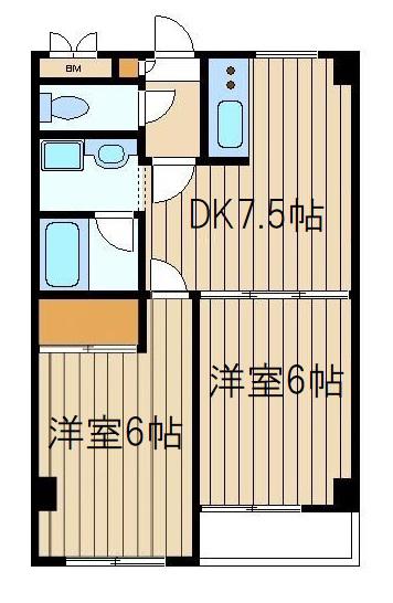 春日ペガサスマンション(2DK/2階)の間取り写真