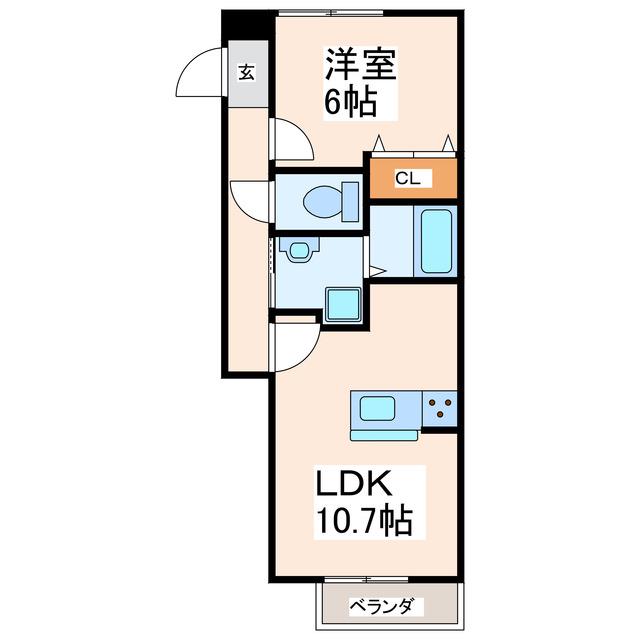 フィカーサ堀ノ内(1LDK/1階)の間取り写真