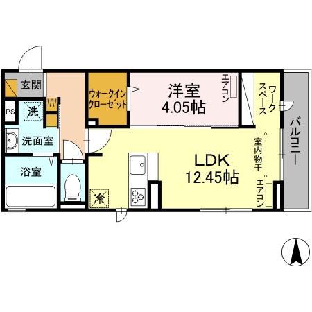 ソル ド レーヴ アッシュ(1LDK/2階)の間取り写真