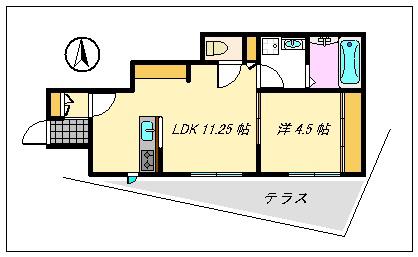 エムベース(1LDK/1階)の間取り写真