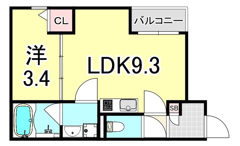 ヴェルジュ福町グランスイート(1LDK/3階)の間取り写真