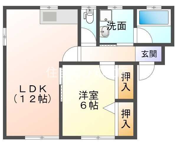 ハーモニアスYOU(1LDK/2階)の間取り写真