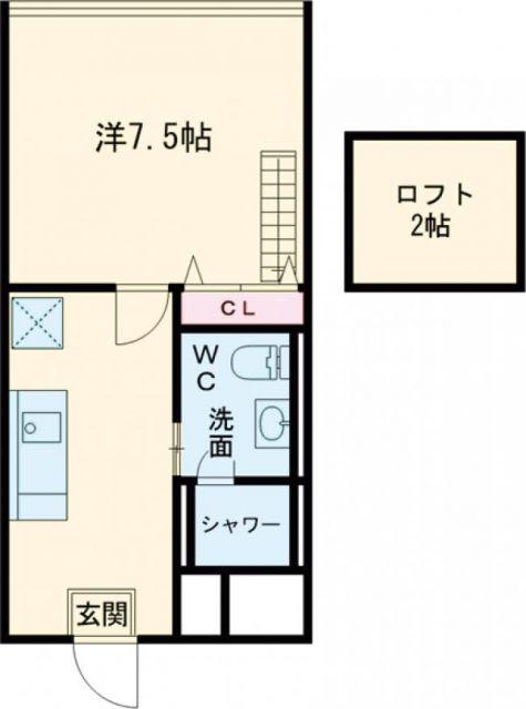 セゾンサツキ桑原(1K/1階)の間取り写真