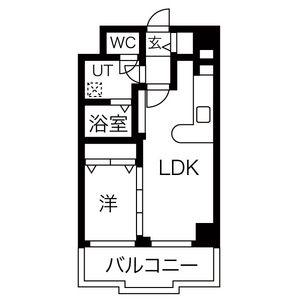 パラシオン千代田(1LDK/9階)の間取り写真