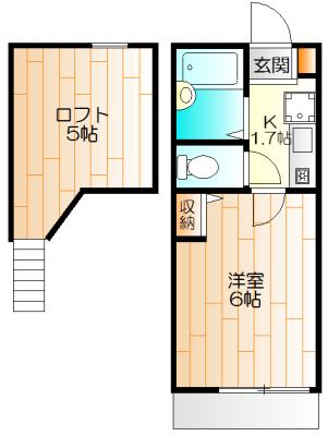 第12シバタハウス(1K/1階)の間取り写真