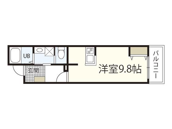 BIOTOP広瀬(ワンルーム/3階)の間取り写真