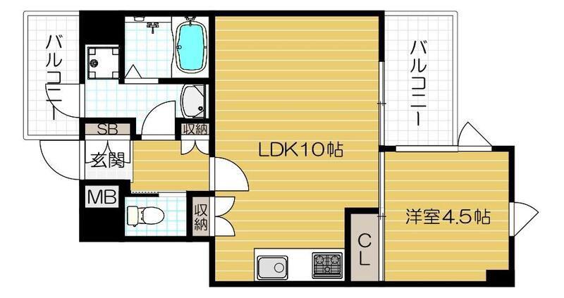 FLAT INN UESHIO(1LDK/2階)の間取り写真