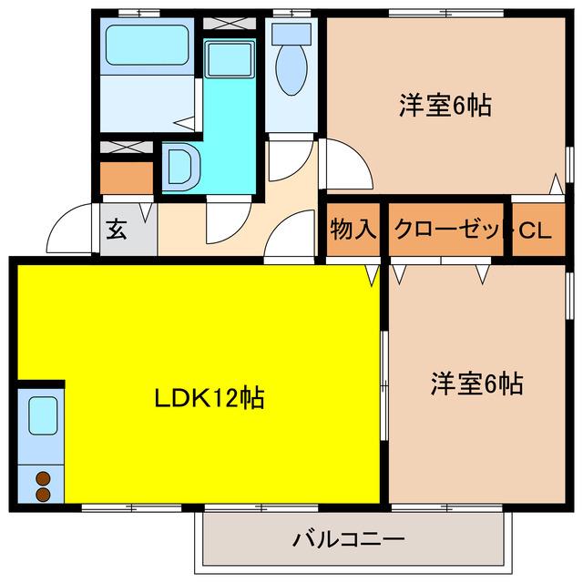 グレイシャス(2LDK/2階)の間取り写真