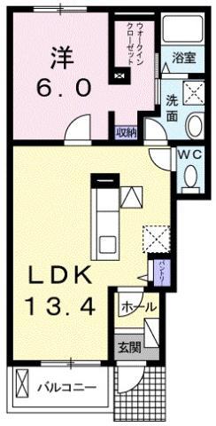 ルミナス名東 II(1LDK/1階)の間取り写真