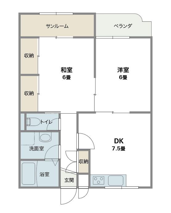 マリンコート(2DK/2階)の間取り写真