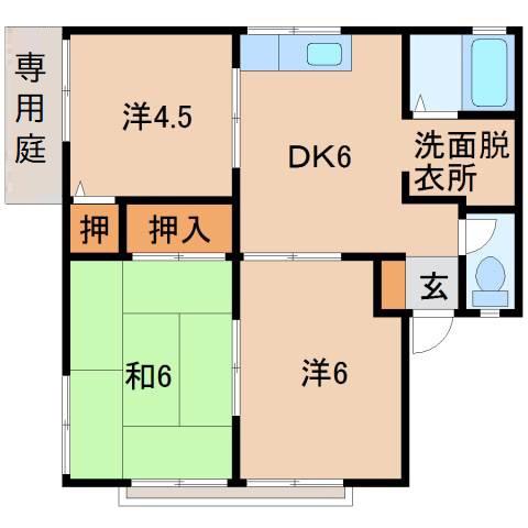 JR和歌山線 布施屋駅 徒歩7分 2階建 築34年(3DK/1階)の間取り写真