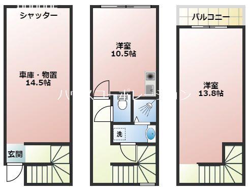 ラフマート南塚口(1LDK/1階)の間取り写真