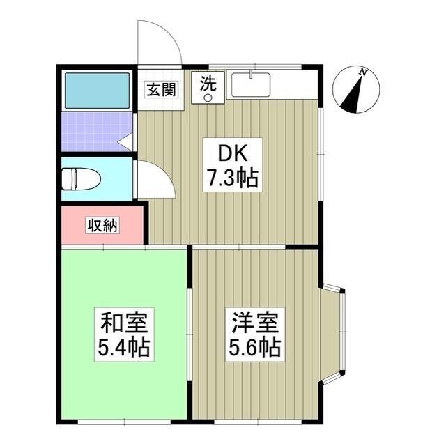 白樺ハイツ(2DK/1階)の間取り写真