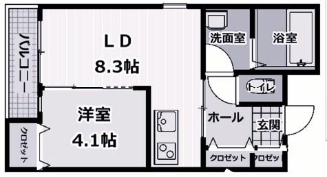 アリビア西明石(1LDK/3階)の間取り写真