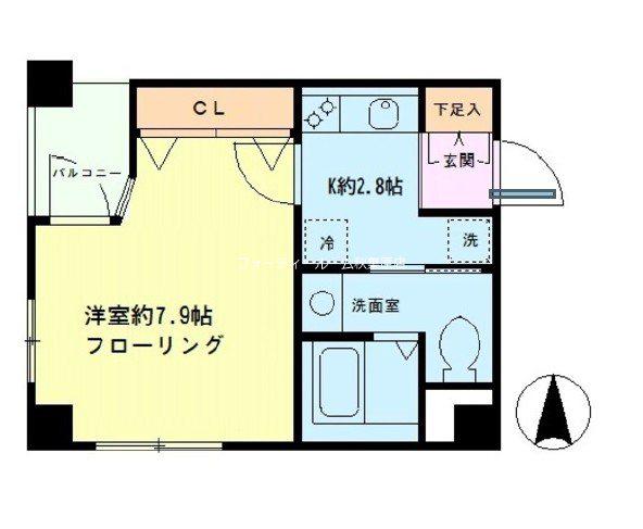 プルナス入谷(1K/5階)の間取り写真
