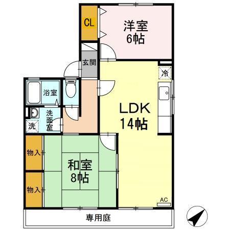 セジュール大谷B棟(2LDK/2階)の間取り写真