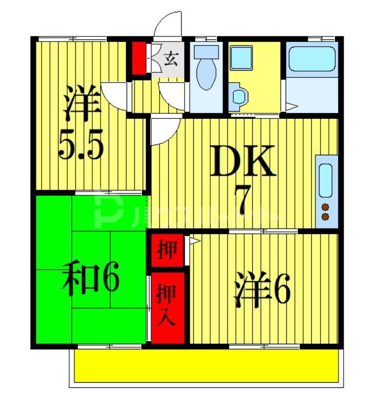 ペイサージュ(3DK/2階)の間取り写真