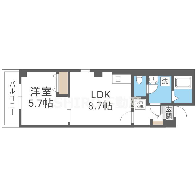 ラ・フォルム与力レジデンス(1LDK/4階)の間取り写真