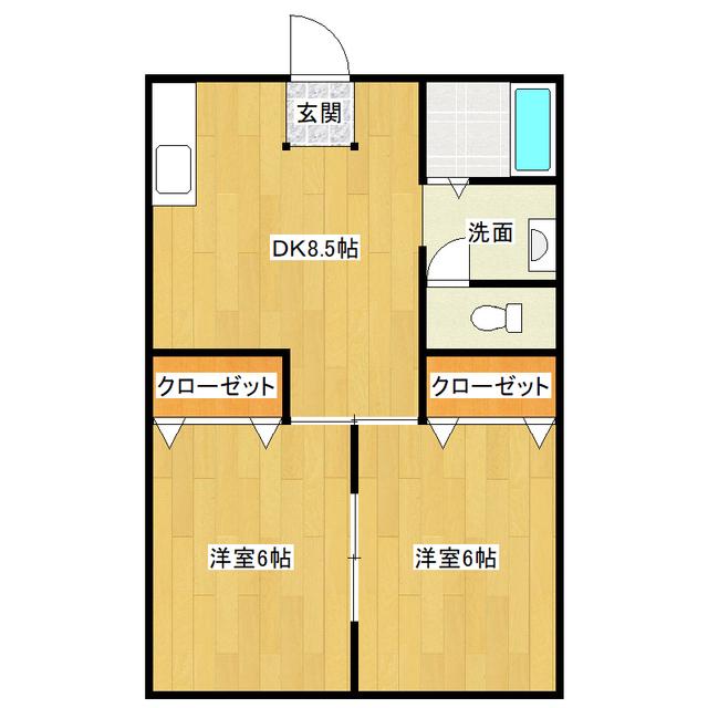 江戸崎センタービル(2DK/2階)の間取り写真