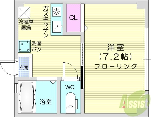 ラレーブ多賀城2(1K/1階)の間取り写真