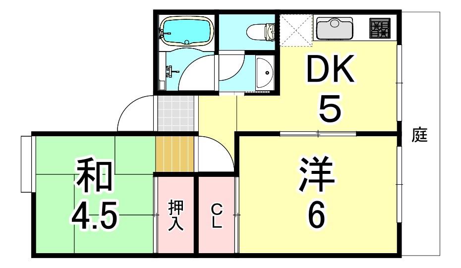 グリーンハイツII(2DK/1階)の間取り写真