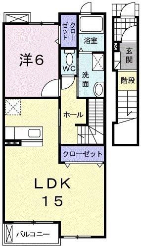コモドカーサA(1LDK/2階)の間取り写真