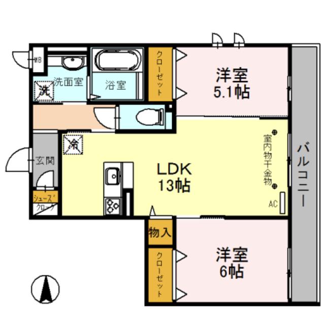 ロイヤル パレス(2LDK/3階)の間取り写真