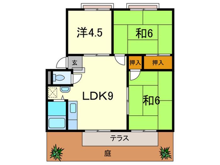 サンハイツII(3LDK/1階)の間取り写真