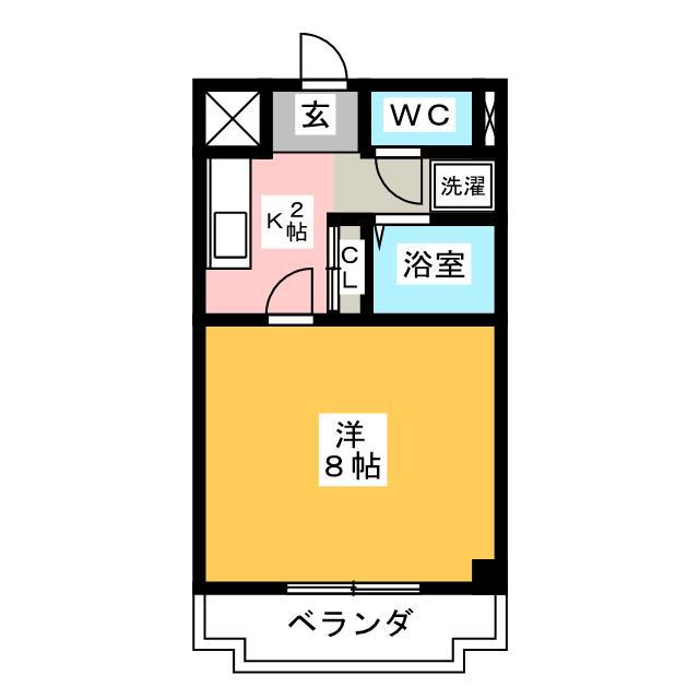 シャトー横山弐番館(1K/6階)の間取り写真