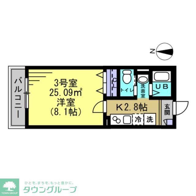 AJ新小岩ノースII(1K/3階)の間取り写真