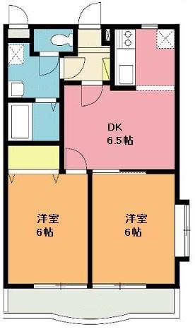 ルミエール(2DK/2階)の間取り写真