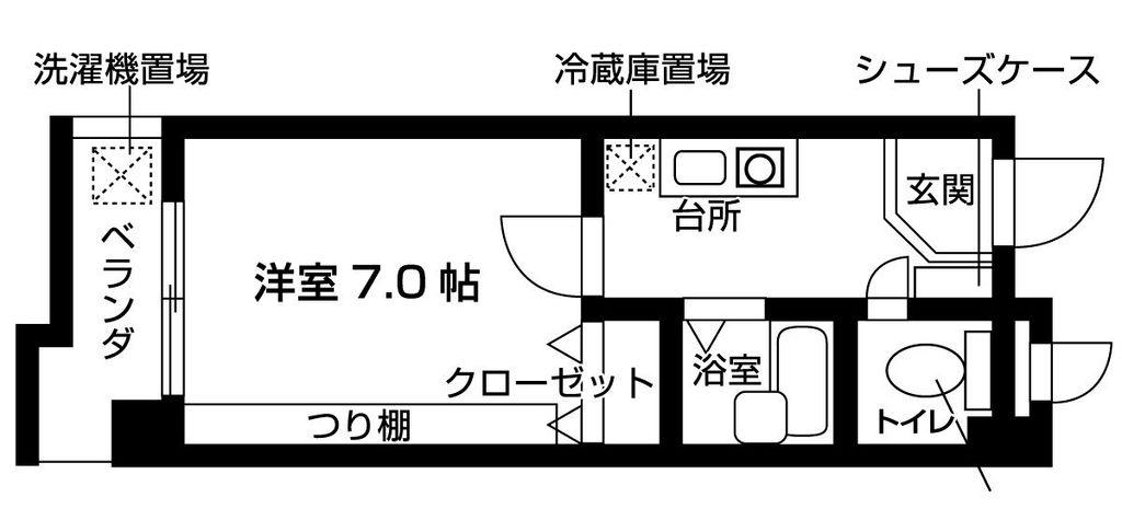 パティオII(1K/3階)の間取り写真