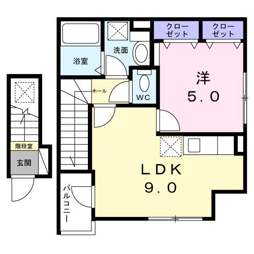 パインヒルズ(1LDK/2階)の間取り写真