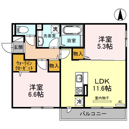 G-GOVERN楠根(2LDK/2階)の間取り写真