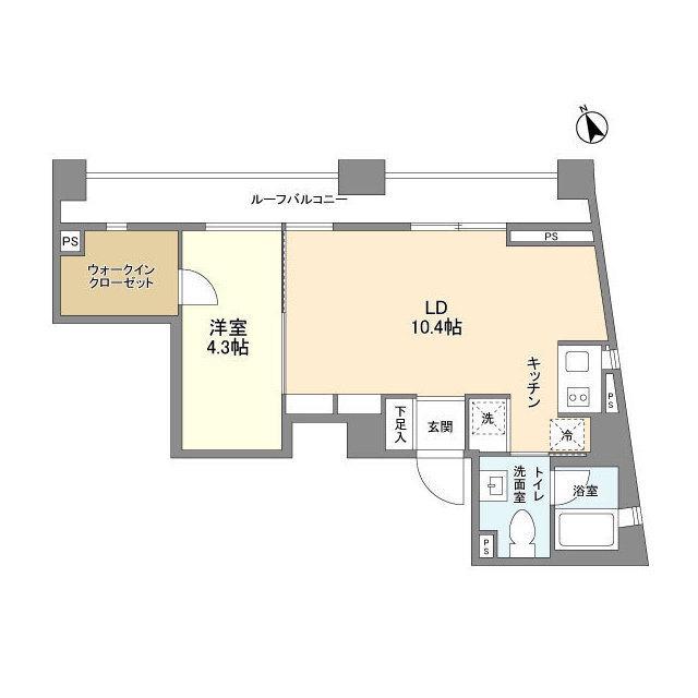 FULL HOUSE YOYOGI(1LDK/6階)の間取り写真