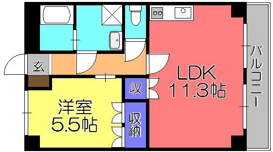 テンプルリバー2番館(1LDK/2階)の間取り写真