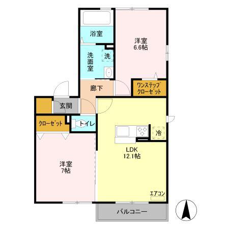 コリーヌ C(2LDK/2階)の間取り写真