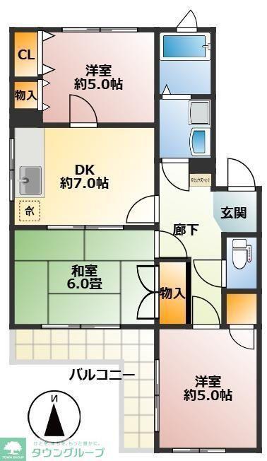 ジュネス桜田(3DK/4階)の間取り写真