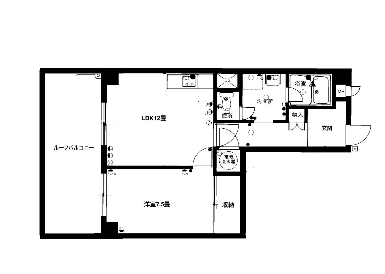ライオンズマンション大楠(1LDK/4階)の間取り写真