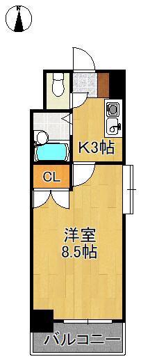 アリビオ折尾(1K/7階)の間取り写真