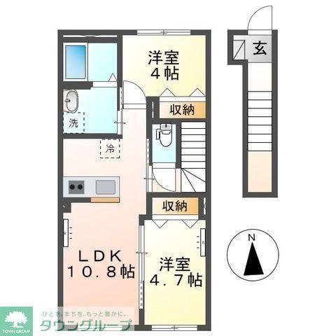 エスト ガーデニア(2LDK/2階)の間取り写真