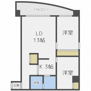 エスポワール旭山(2LDK/4階)の間取り写真