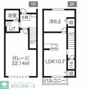 GLORIA(1LDK/1階)の間取り写真
