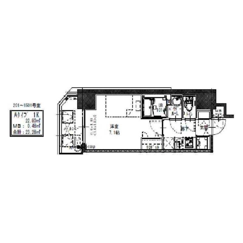 S-RESIDENCE福島玉川DEUX(1K/7階)の間取り写真