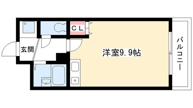UNAX-V(ワンルーム/4階)の間取り写真