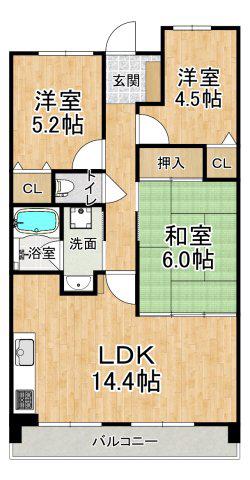 アプリーレ垂水(3LDK/2階)の間取り写真