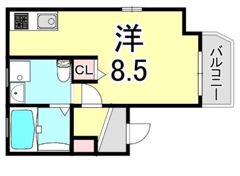 EXSONIAFIVE(ワンルーム/1階)の間取り写真