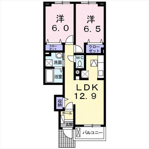 グリーンヒルズA(2LDK/1階)の間取り写真