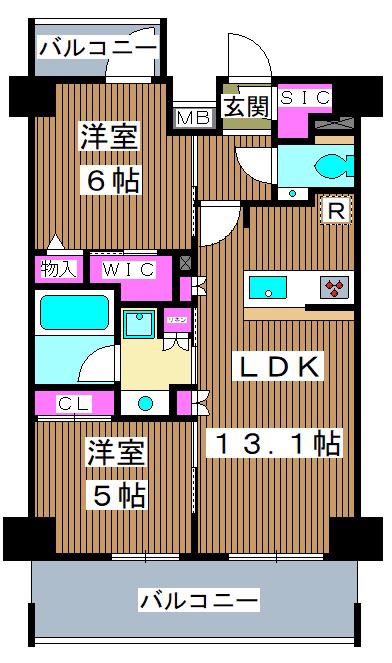 板橋本町ステーションレジデンス(2LDK/12階)の間取り写真